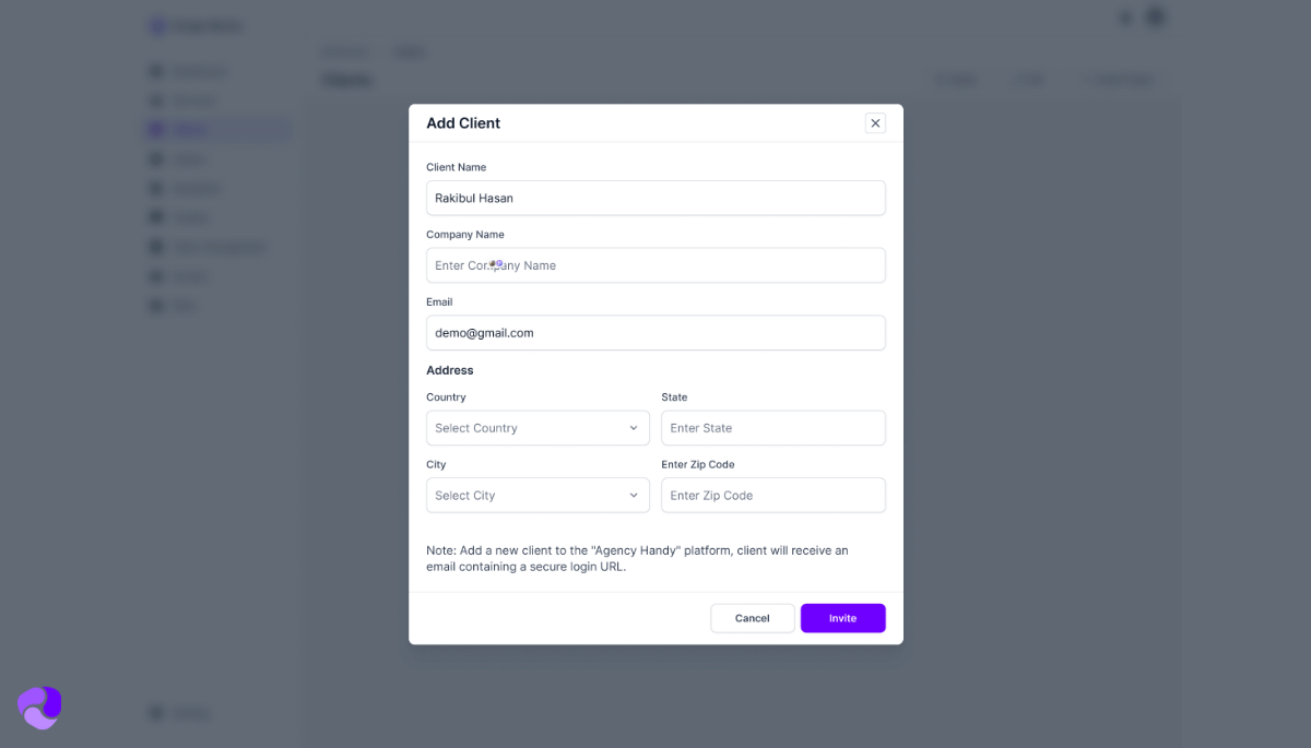 Agency Handy Client Onboarding