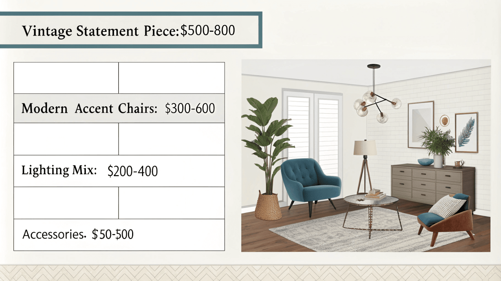 Budget planning furniture worksheet