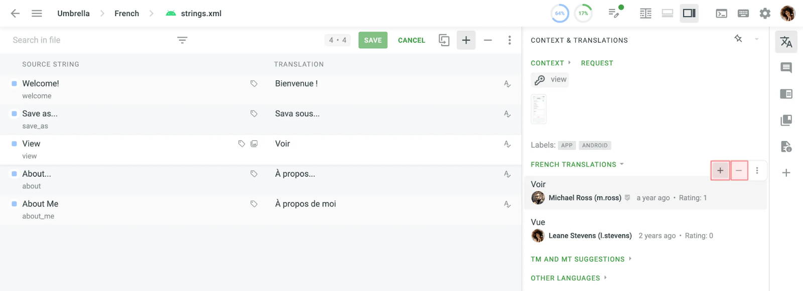 Crowdin's community interface