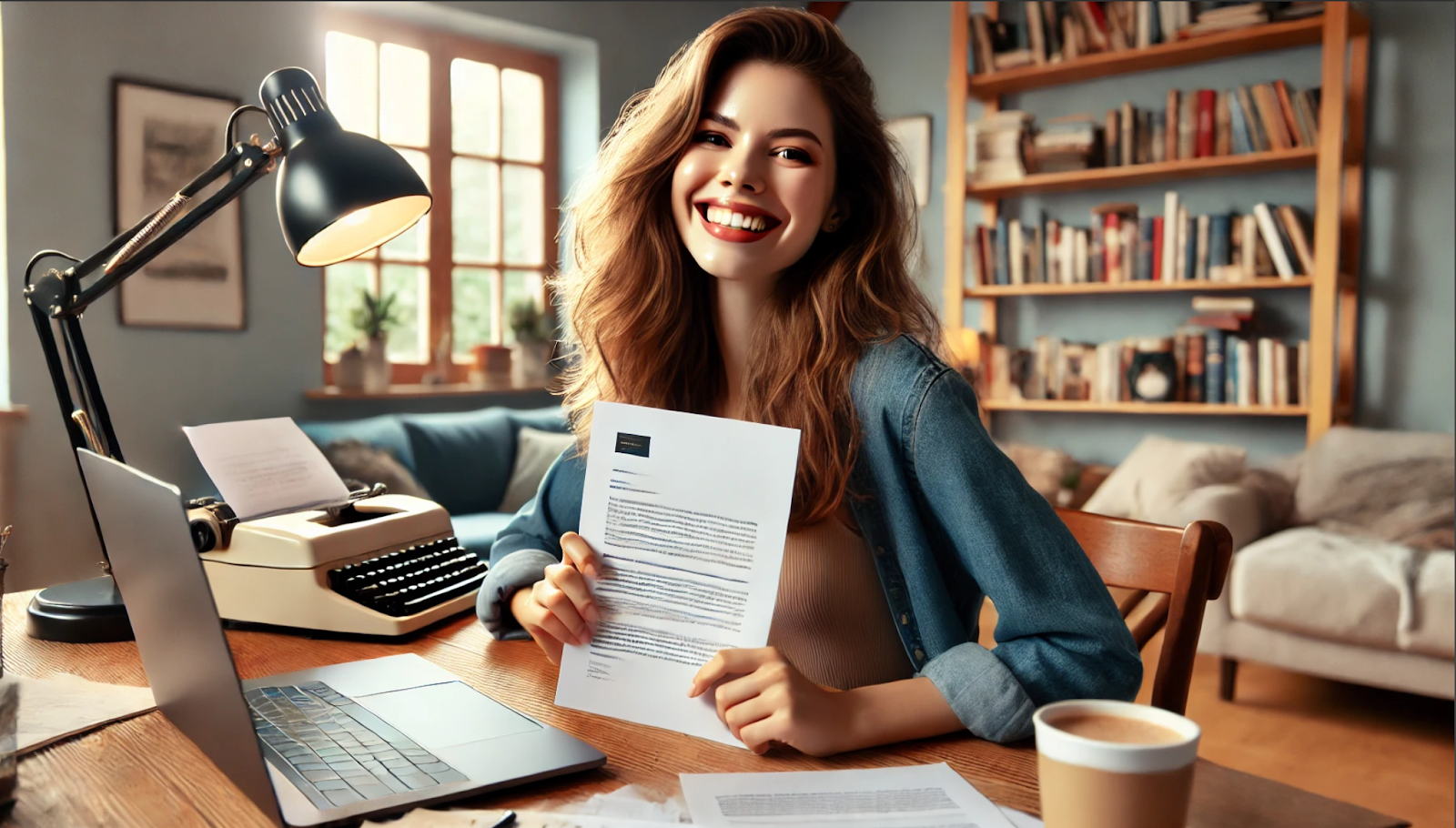 A woman holding her completed query letter 