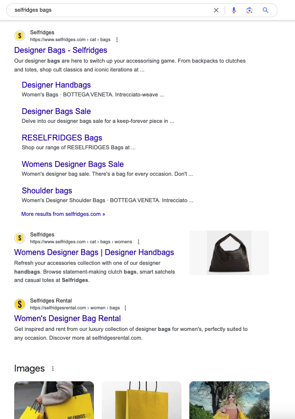 SERPs for brand searches