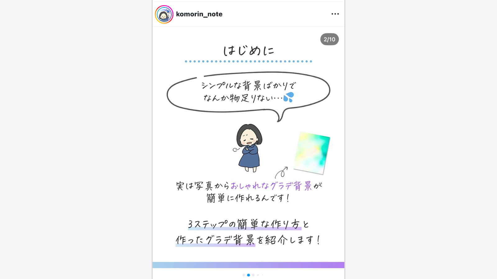 投稿の1枚目に結論や全体像をシンプルにまとめる