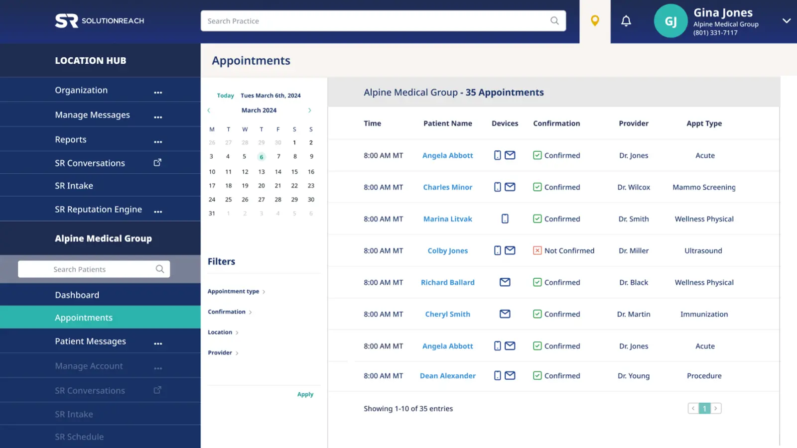 Solutionreach dashboard