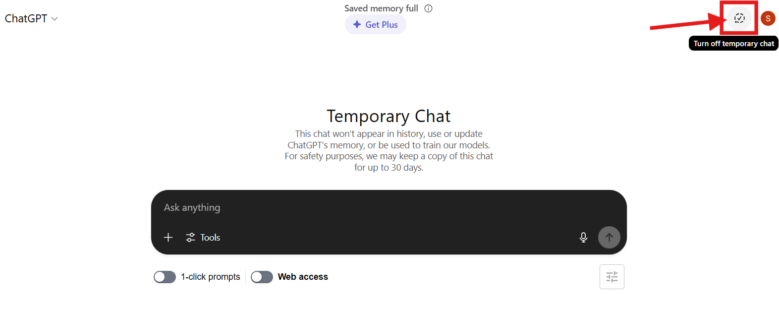 Temporary Chat Feature of ChatGPT