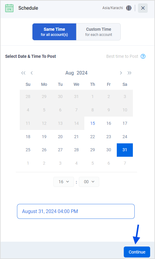 choose date and time 