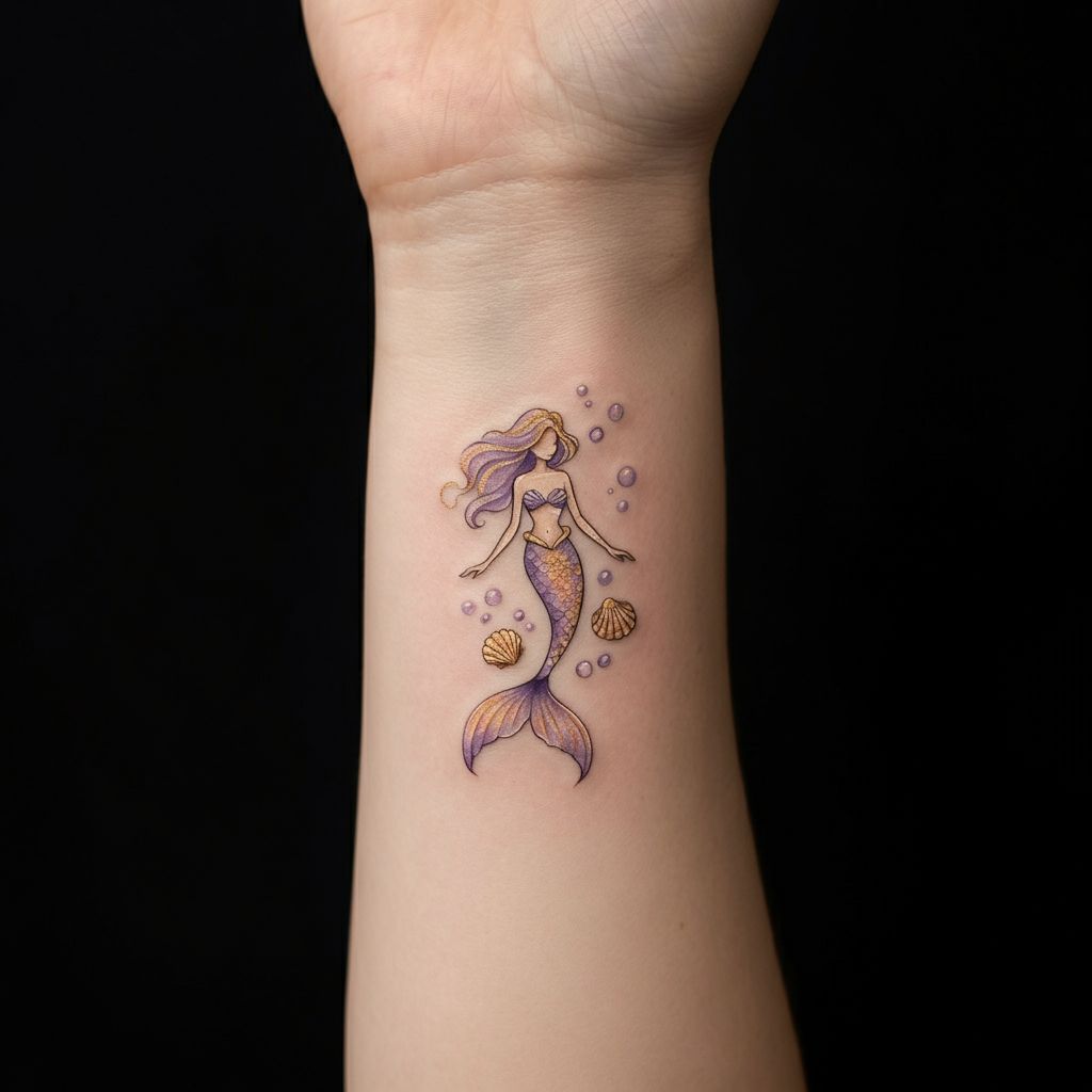 Mermaid Tattoo on Wrist or Ankle 