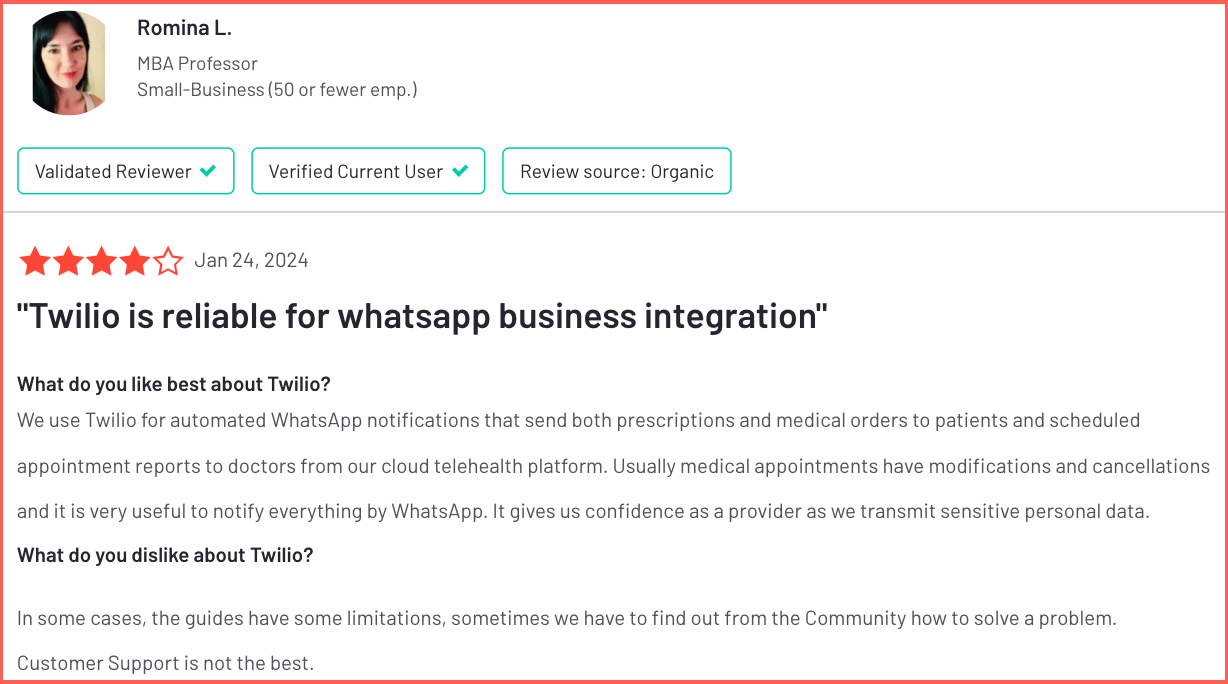 Twilio user review