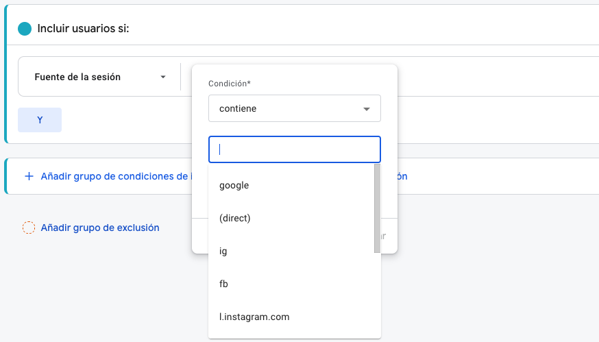 Panel de google ads para diferenciar el trafico de pago del organico