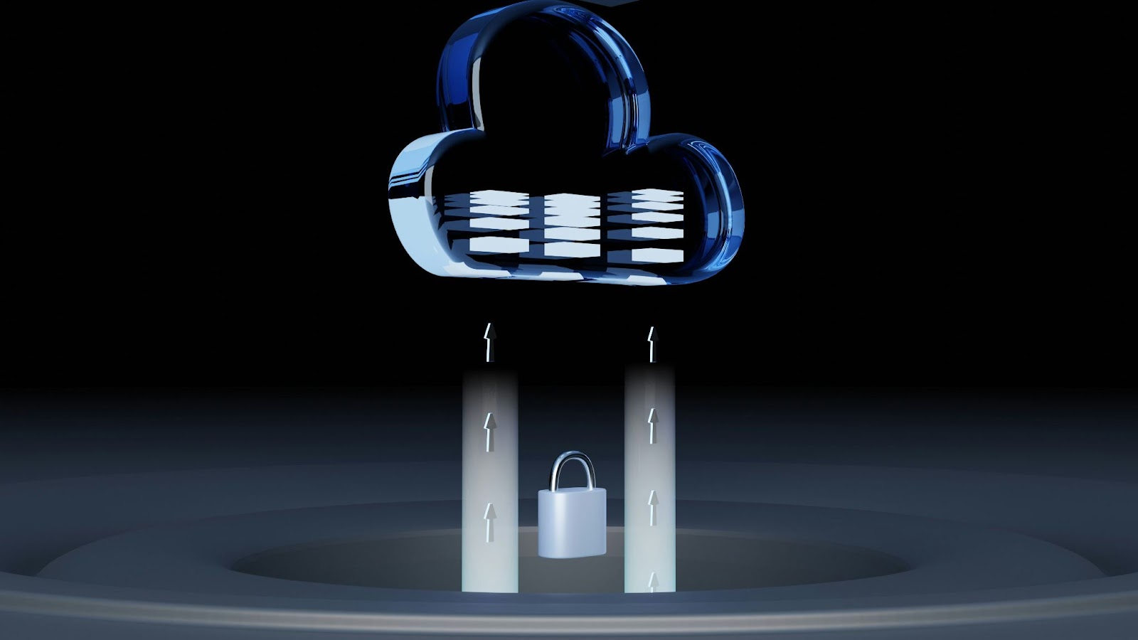 3D cloud with padlock, symbolizing secure cloud data protection and Azure Security.