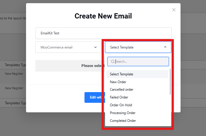 Selecting the Email Template