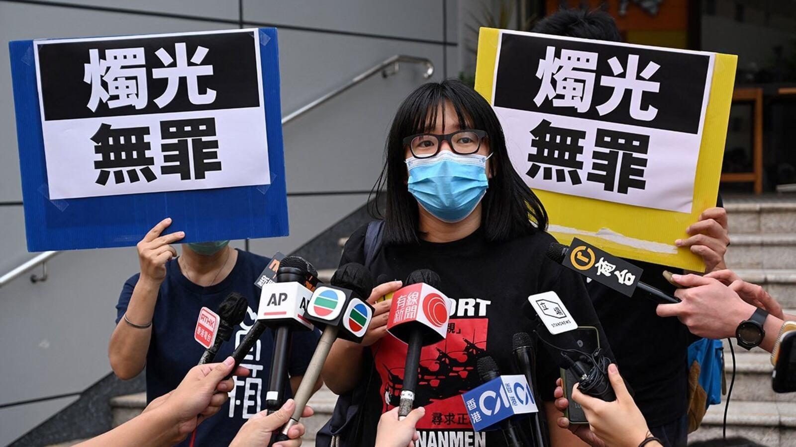 2021年6月5日，香港支联会前副主席邹幸彤在交保释放后对媒体发表讲话。