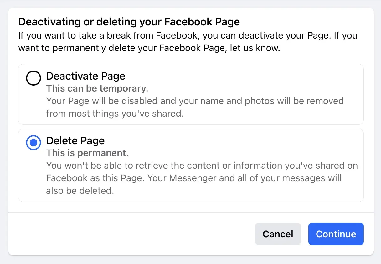 (Select the "Delete Page" option)