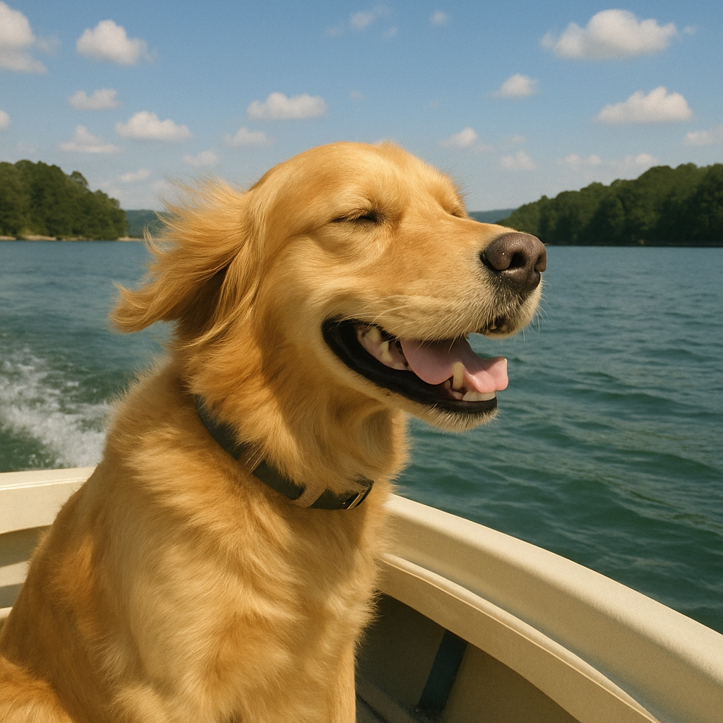 Dog enjoying a boat ride