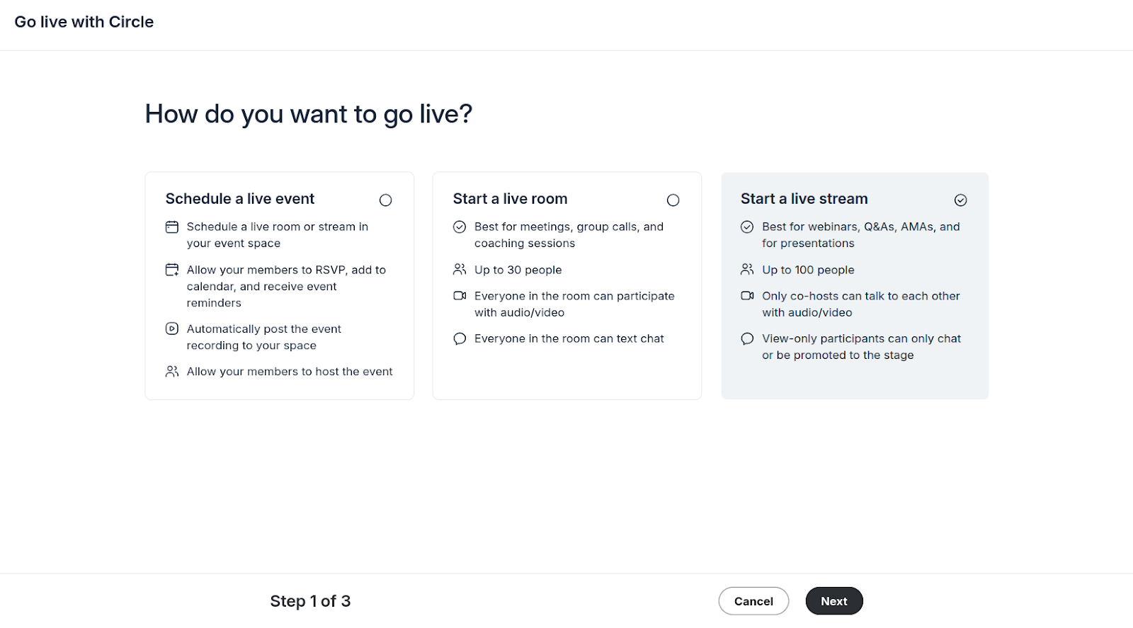 choosing between a live room and livestream