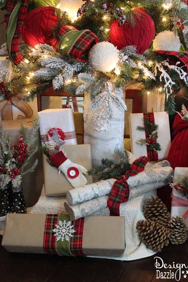 faux birch logs diy christmas centerpiece