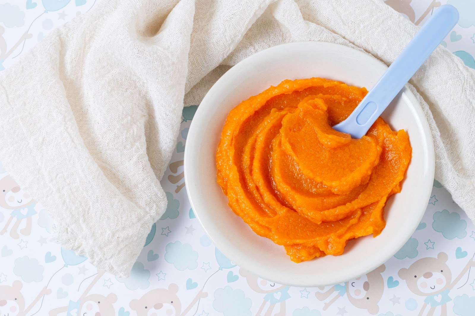 Carrot baby food in a bowl