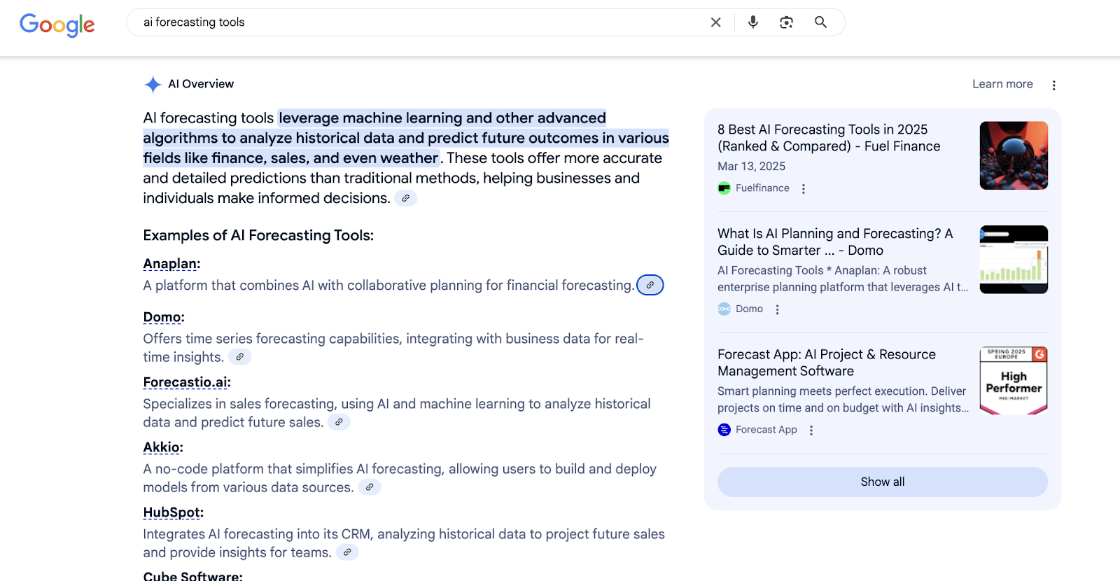 Fuelfinance in Google AI Overview