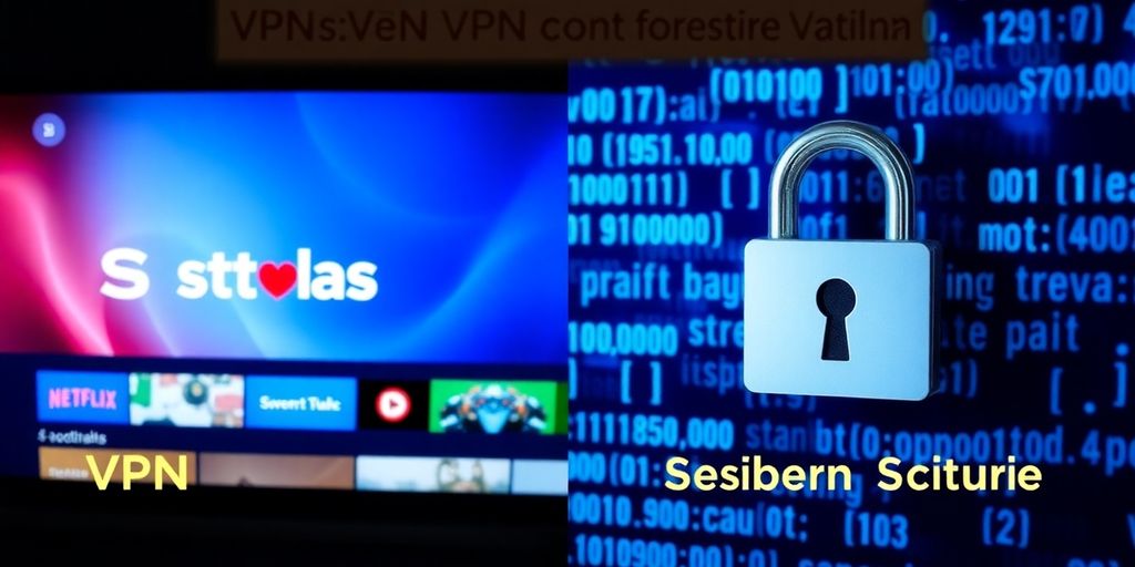 Streaming interface vs secure lock icon in digital layout.