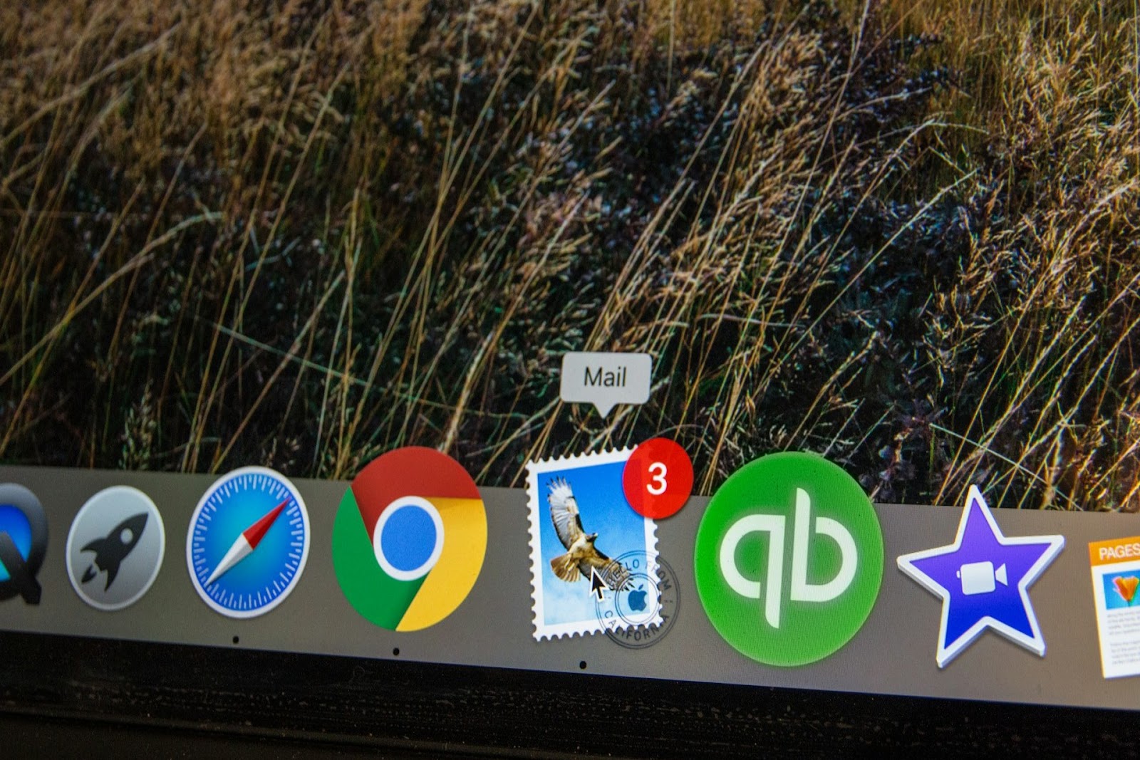 A Mac desktop with a close-up on the dock.