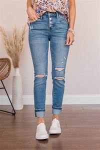 Vervet Mid-Rise Distressed Skinny Jean- Edith Wash – The Pulse Boutique