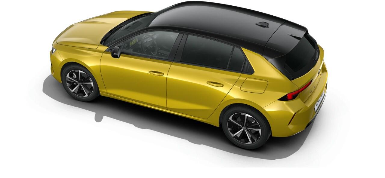 A yellow car with black roof

Description automatically generated