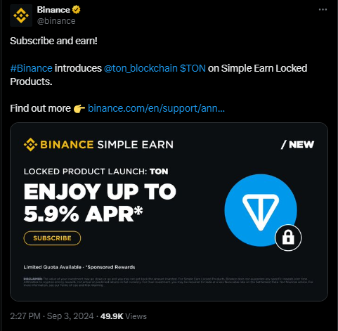 Binance's Twitt