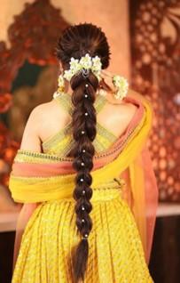 Long Ponytail Embellished with Flowers