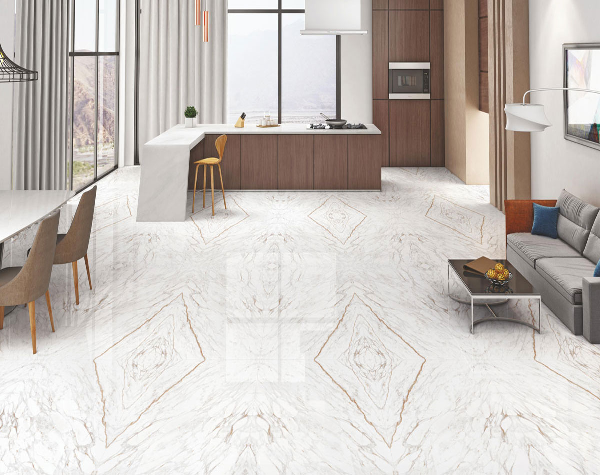 Stylish Carrara Neo Bookmatch tiles for kitchens