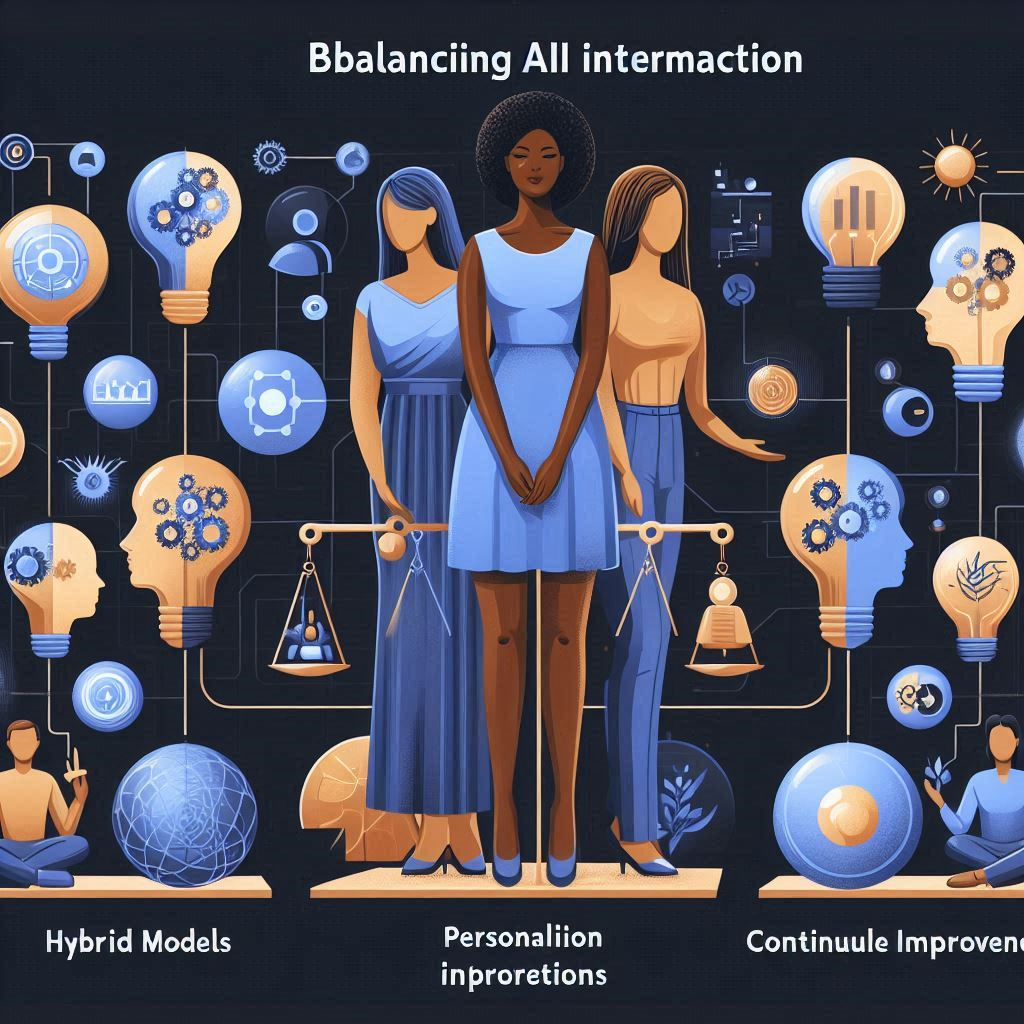 depicts balancing AI interaction with human interaction in a hybrid model