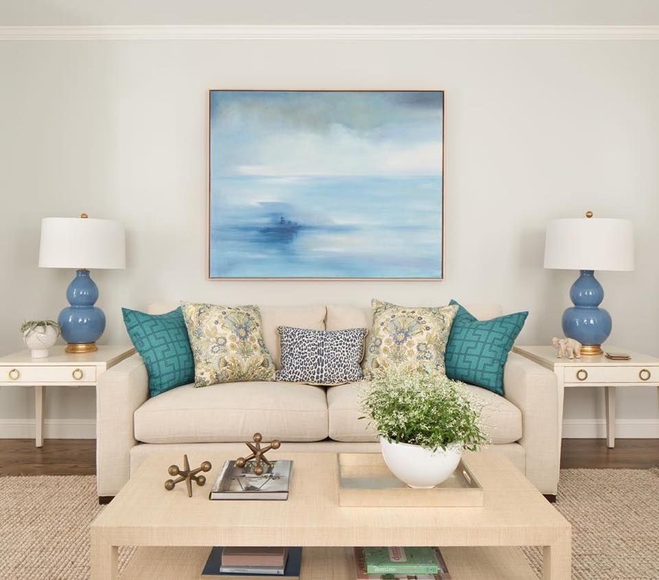 Beige and Teal sofa