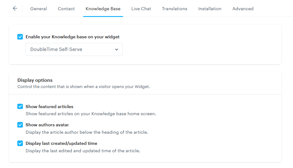 An example of knowledge base integration into Groove's live chat widget. 