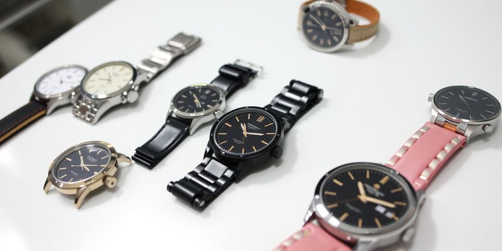 Stylish watches in various designs and colors.