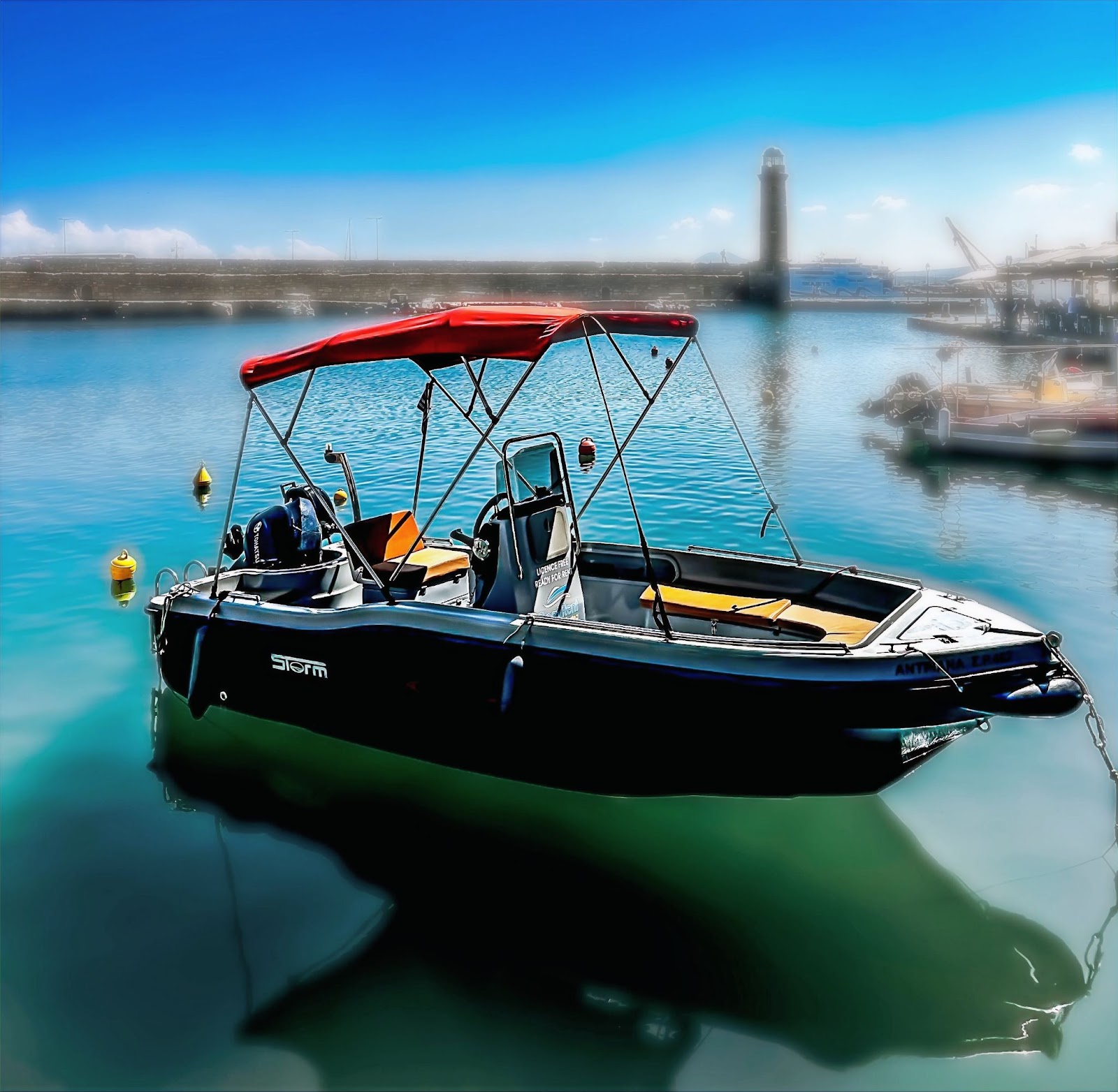 Rethymnon (Crete) Old Town, boat on the water