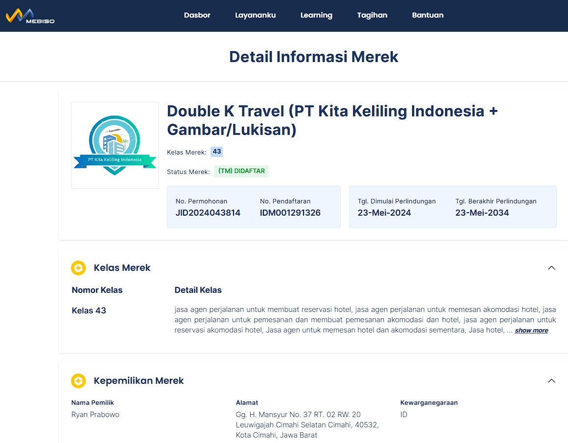 contoh merek gambar double k travel