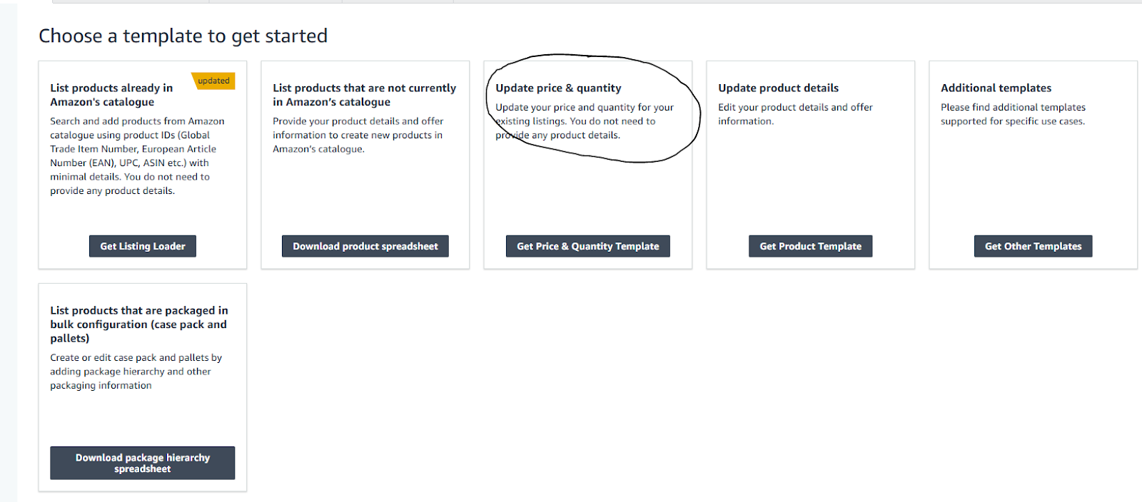 amazon download templates page