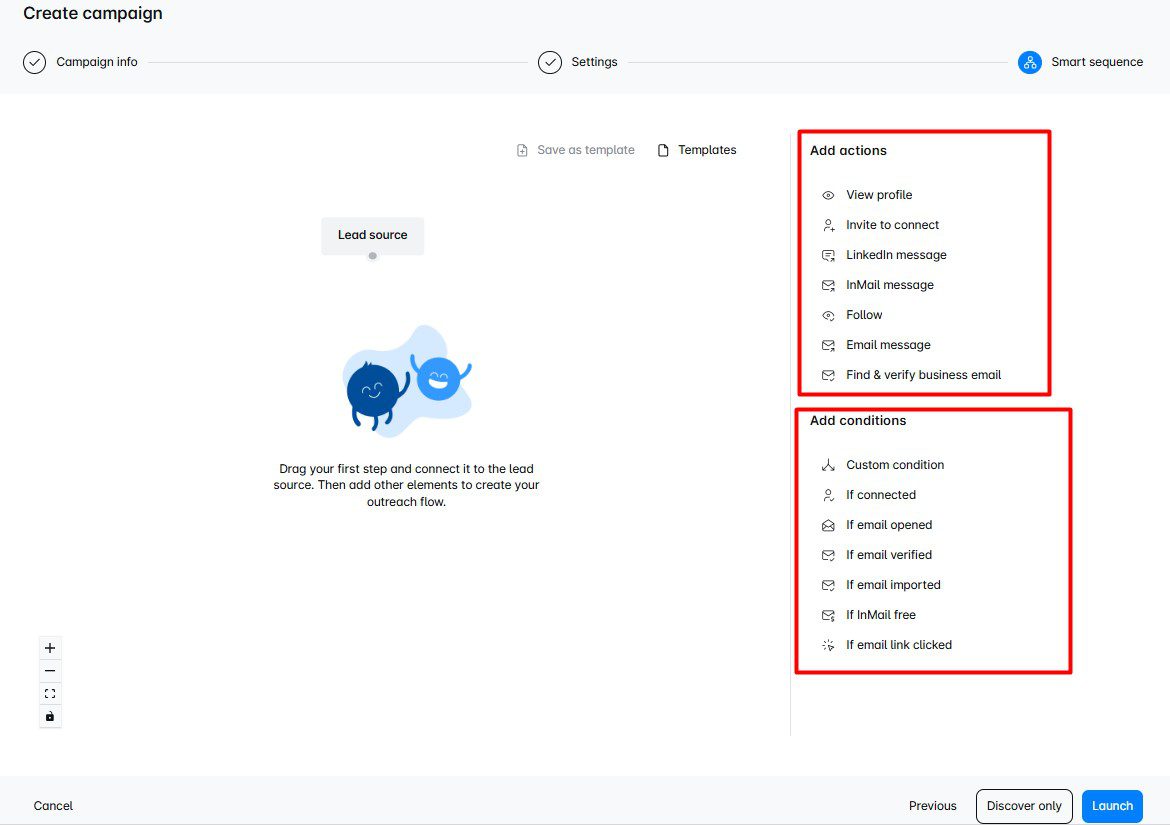 linkedin sales strategy multichannel campaign actions and conditions leadin