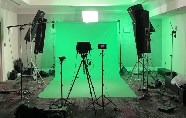 Video production. Green screen set in Las Vegas. 