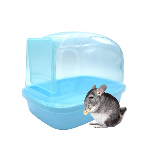 kathson Dwarf Hamster Bathroom, Chinchilla Sauna Room Plastic Sand Bath House Ideal for Gerbils, Hedgehog, Squirrel and Other Small Animals (Blue)