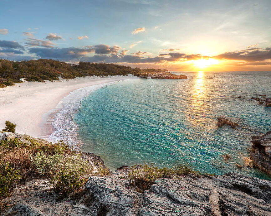 Sun reflecting on water in Bermuda.