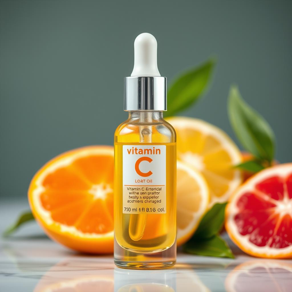 Vitamin C oil with fresh citrus fruits