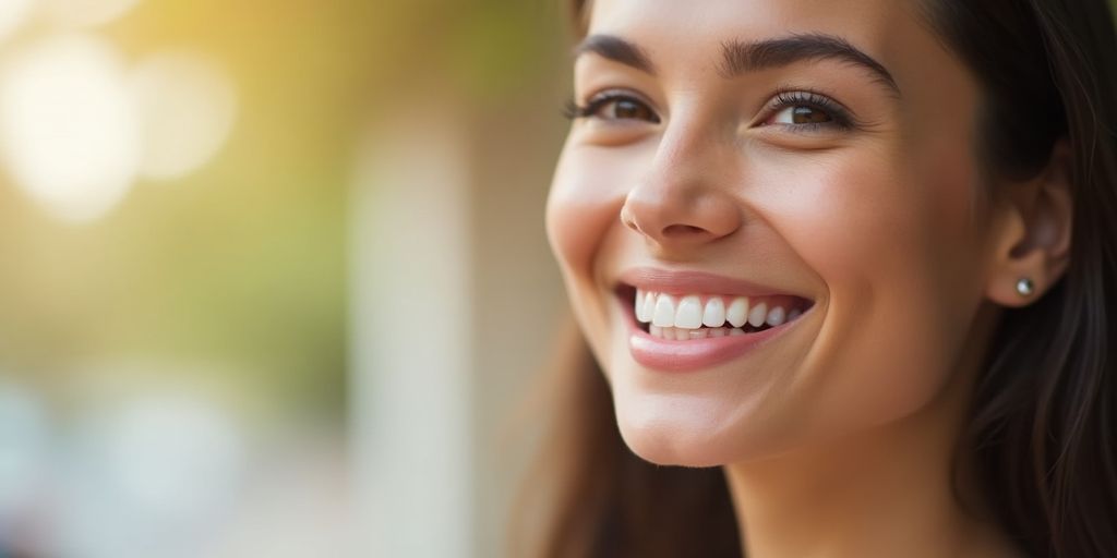 Person smiling with clear Invisalign aligners in mouth.