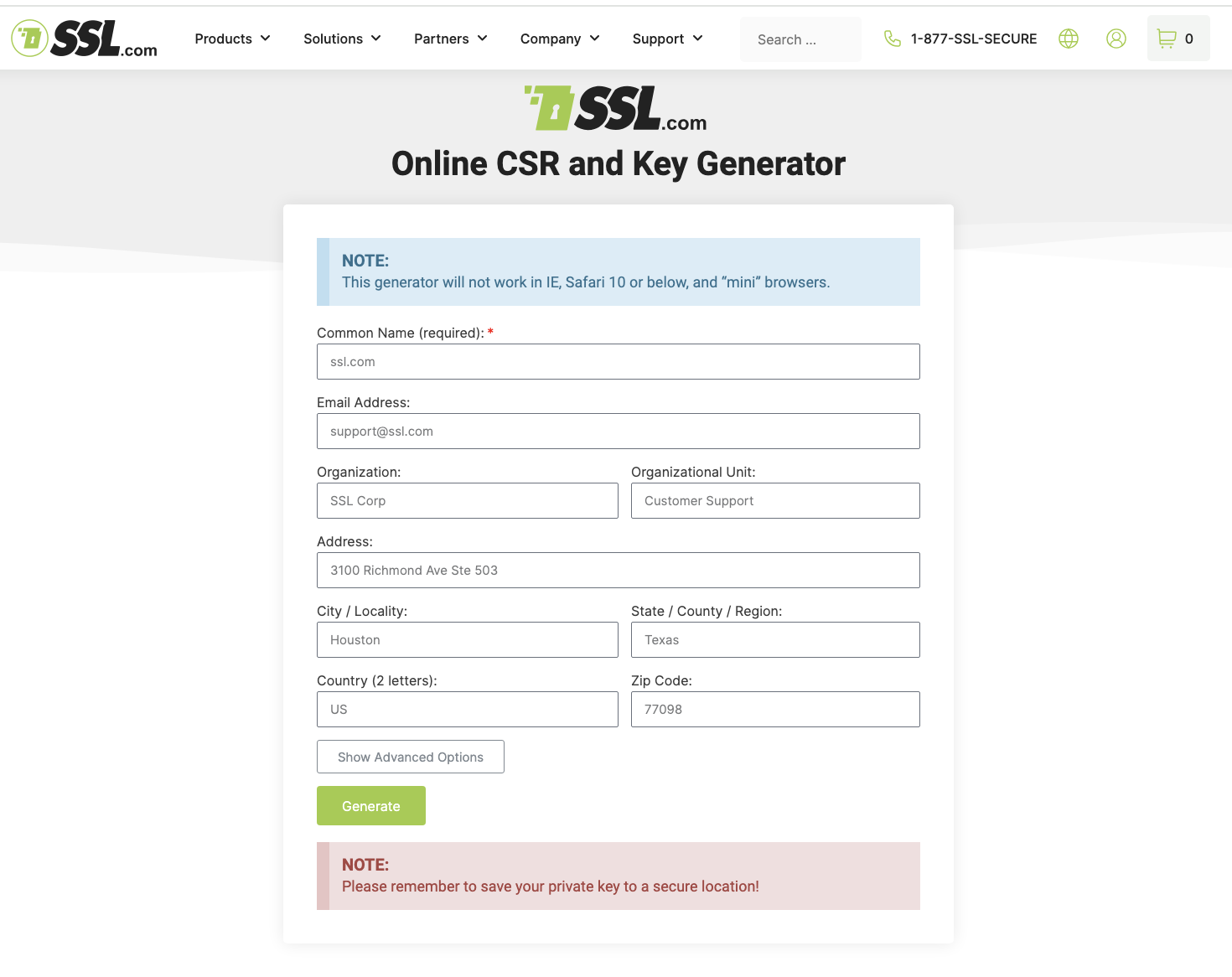 how to get an ssl with online CSR generator