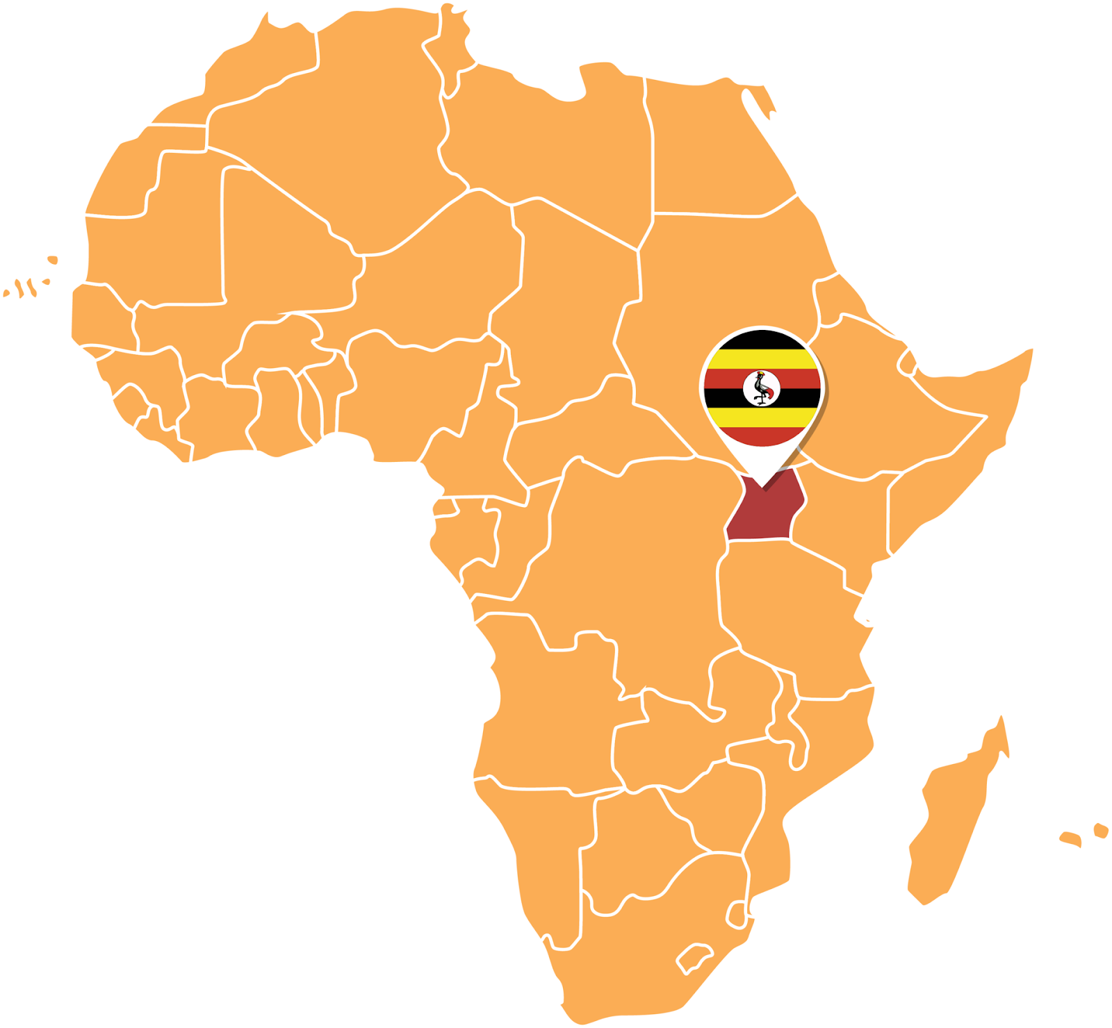 Map of Africa Showing Uganda