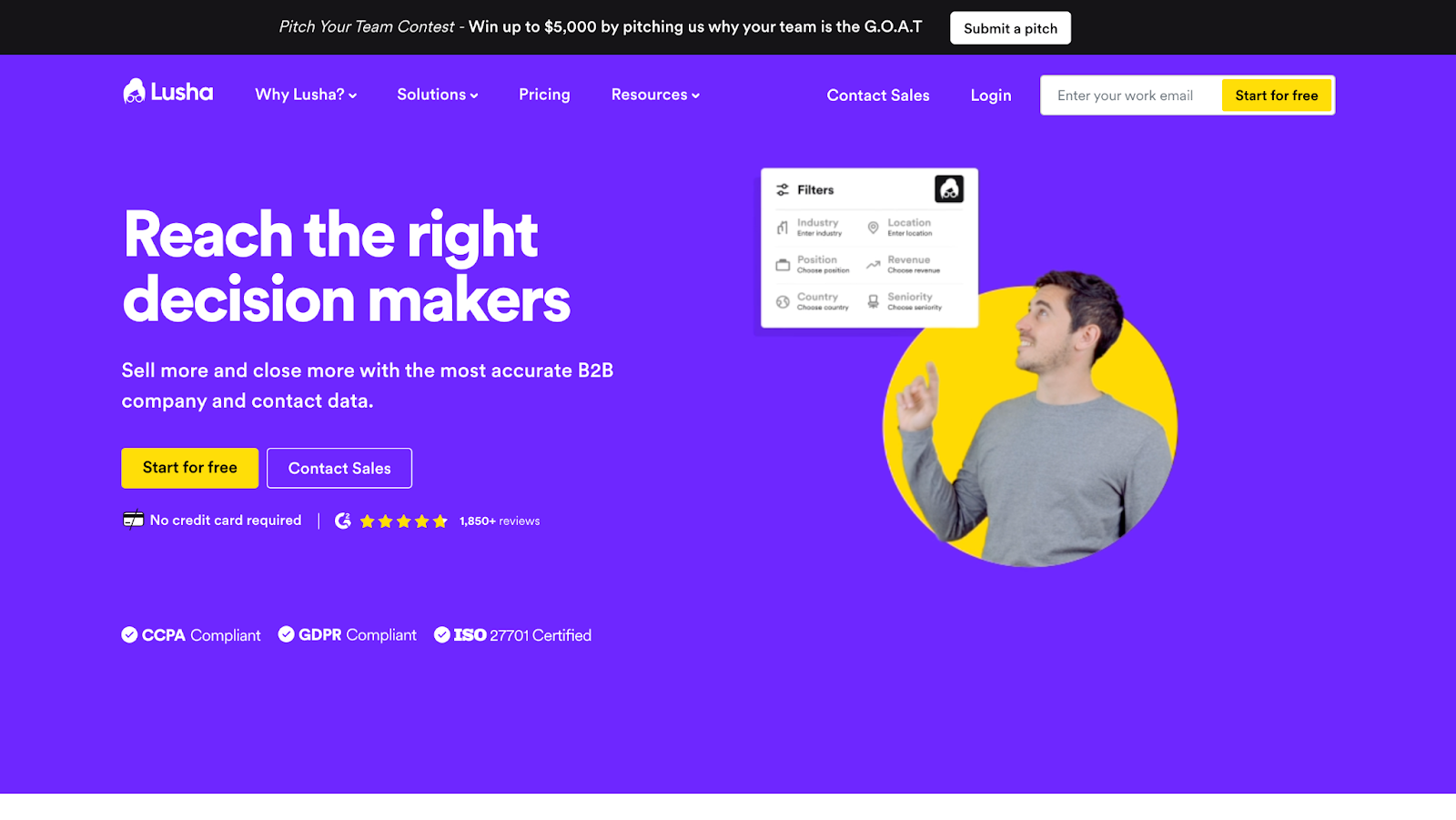 Lusha Landing Page