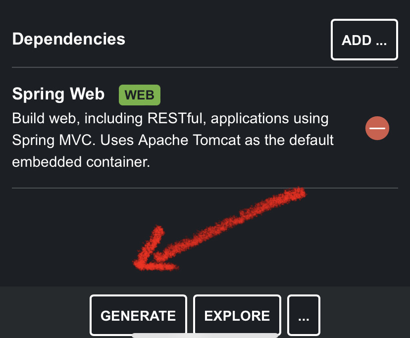 Image showing how to generate and download the files containing the configuration and dependencies for the Spring Boot project