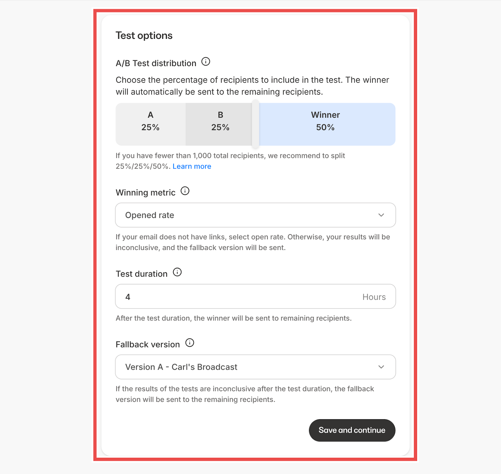 Kajabi's a/b test distribution