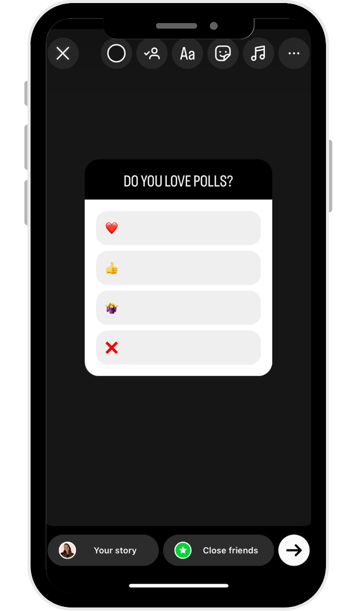Instagram Story created with the poll sticker