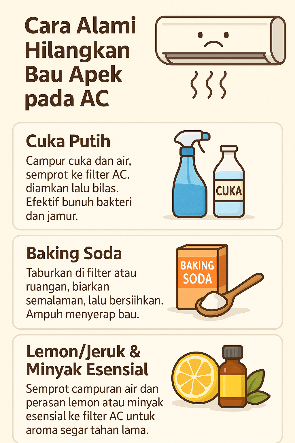 Cara Menghilangkan Bau AC dengan Bahan Alami