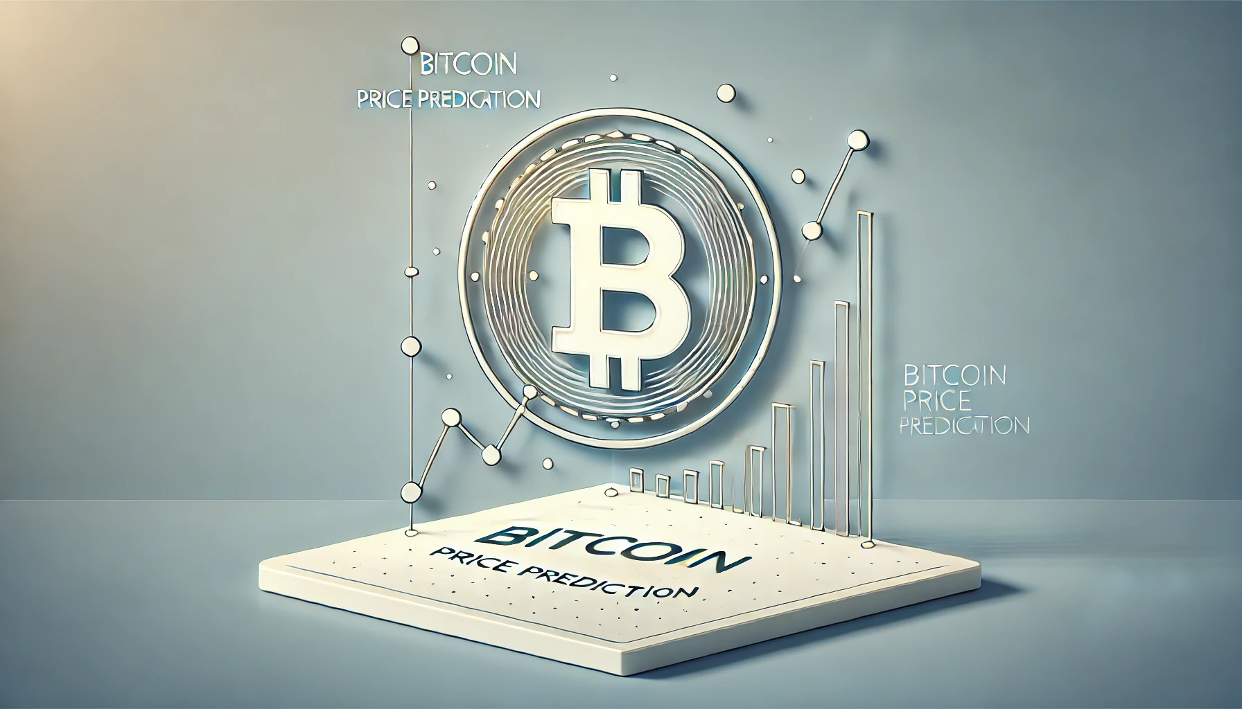 Bitcoin price prediction with trend charts and visual analysis, modern and professional design, article on cryptocurrency and finance.