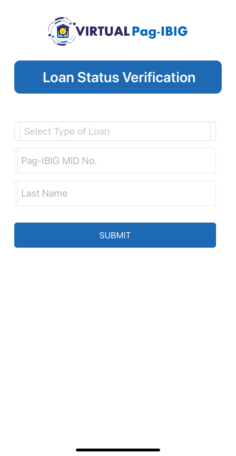 loan status verification page on virtual pag-ibig mobile app.